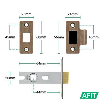AFIT Antique Brass Door Handle and Latch Set, Internal Door Handle with 64mm Latch, Monet 1 Pack