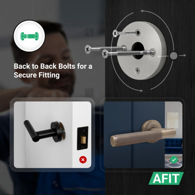 AFIT Antique Brass Door Handle Latch Set, Internal Door Handle with 64mm Latch and 76mm Hinges, Linea 4 Pack