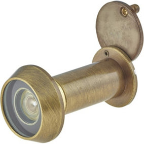 AFIT Antique Brass Door Viewer for 50-70mm Doors - 200 Degree Glass Lens - 14mm Diameter