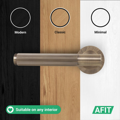 AFIT Antique Brass Fire Door Handle, Internal Lever on Rose Fire Rated ...
