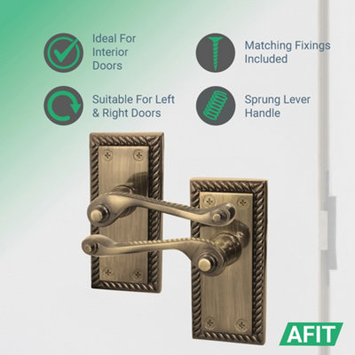 AFIT Antique Brass Georgian Door Handle on Backplate Latch Set Rope ...