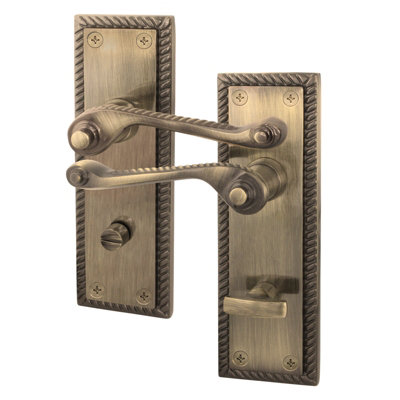 AFIT Antique Brass Georgian Scroll Bathroom Internal Door Handles