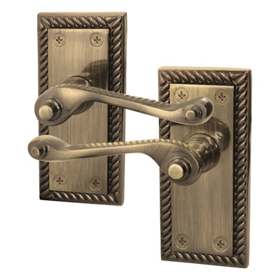 AFIT Antique Brass Georgian Scroll Internal Door Handles on Backplate - Lever Latch