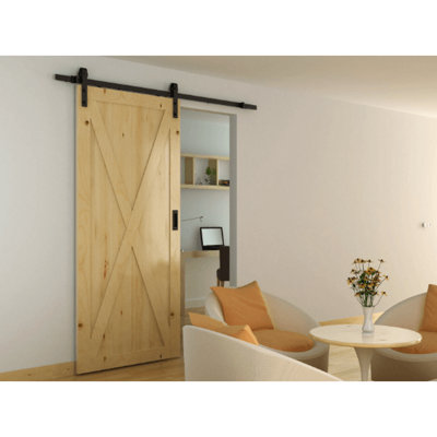 AFIT Barn Sliding Door Track Kit With Anti-Jump Guides - 1.5m - Matt Black