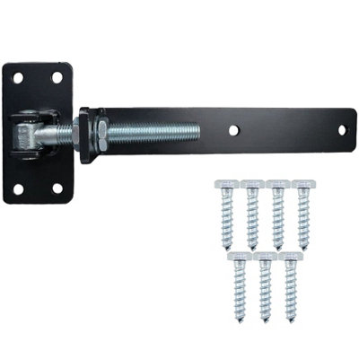 AFIT Black Adjustable Gate Hinge - Heavy Duty 300 x 300 Single Black Hinge for Wooden Gates & Doors