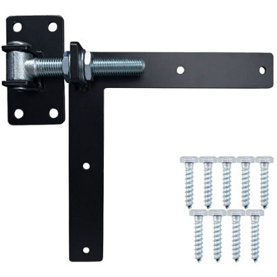 AFIT Black Adjustable Gate Hinge - Heavy Duty 300 x 300mm Left Hand Hinge for Wooden Gates & Doors
