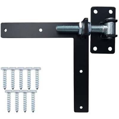AFIT Black Adjustable Gate Hinge - Heavy Duty 300 x 300mm Right Hand Hinge for Wooden Gates & Doors