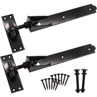 AFIT Black Adjustable Gate Hinges - 450mm / 18 Inch Heavy Duty Hook and Band Gate Hinges - 1 Pair