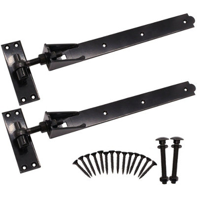 AFIT Black Adjustable Gate Hinges - 750mm / 30 Inch Heavy Duty Hook and Band Gate Hinges - 1 Pair