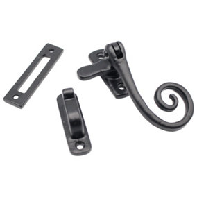 AFIT Black Antique Cast Iron Curly Tail Fastener Hook & Mortice Plate Pack
