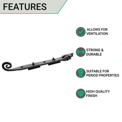 AFIT Black Antique Curly Tail Casement Window Stay - 8"/200mm