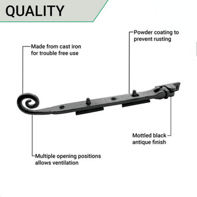 AFIT Black Antique Curly Tail Casement Window Stay - 8"/200mm