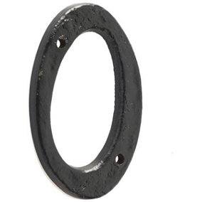 AFIT Black Antique Iron Door Number - Numeral 0 - Screw Fix 100mm