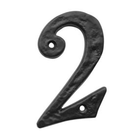 AFIT Black Antique Iron Door Number - Numeral 2 - Screw Fix 100mm