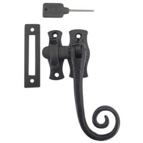 AFIT Black Antique Iron Locking Curly Tail Window Fastener - Right Hand 125mm