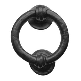AFIT Black Antique Iron Ring Door Knocker 85mm