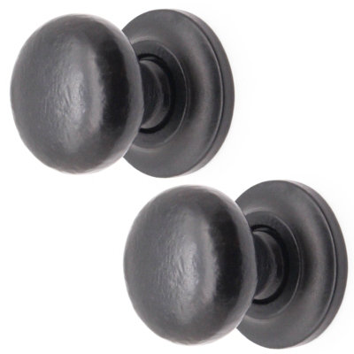 AFIT Black Antique Iron Round Cabinet Cupboard Knob - 25mm - Pack of 2