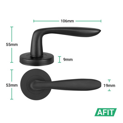 AFIT Black Bathroom Door Handle Set with WC Lock and Hinges and ...