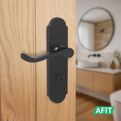 AFIT Black Bathroom Scroll Door Handle Set Pack of 1 Shaped Victorian ...