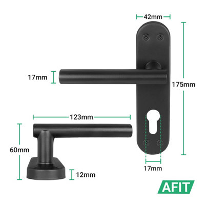 AFIT Black Door Handle Euro Lock with Thumbturn Cylinder, Hinges, 1 ...