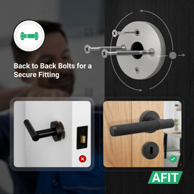 AFIT Black Door Handle Key Lock Set, Matt Black Internal Door Handle ...