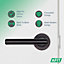 AFIT Black Door Handle Latch Set - Pack of 4 Round T-Bar Internal Door Handles & Latch (66mm) Matt Black Lever on Rose Olvera