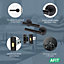 AFIT Black Door Handle Latch Set - Pack of 5 Round T-Bar Internal Door Handles & Latch (66mm) Matt Black Lever on Rose Olvera