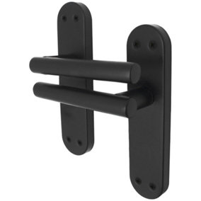 AFIT Black Door Handles Latch T-Bar Door Handle on Backplate 175x42mm Latchset Matt Black