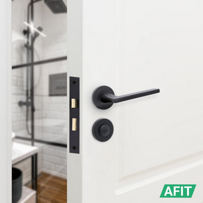 AFIT Black Fire Door Handle Bathroom Set, Matt Black Internal Fire ...