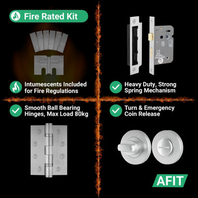 AFIT Black Fire Door Handle Key Lock Set, Matt Black Internal Fire ...