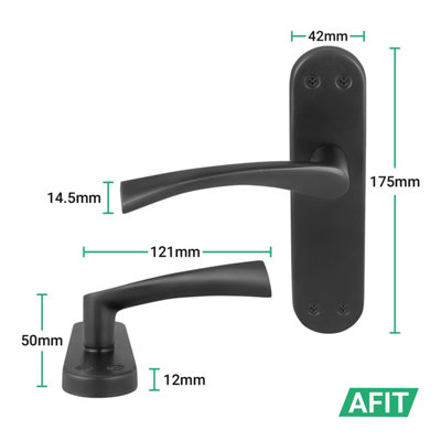 AFIT Black Internal Twist Door Handles Novi Backplate Range