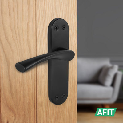 AFIT Black Internal Twist Door Handles Novi Backplate Range
