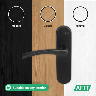 AFIT Black Internal Twist Door Handles Novi Backplate Range