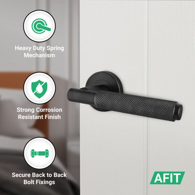 AFIT Black Knurled Door Handles Set Internal handles and 64mm Latch Dixon Range