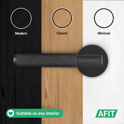 AFIT Black Knurled Door Handles Set Internal handles and 64mm Latch Dixon Range