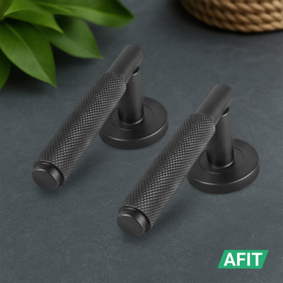 AFIT Black Knurled Door Handles Set Internal handles and 64mm Latch Dixon Range