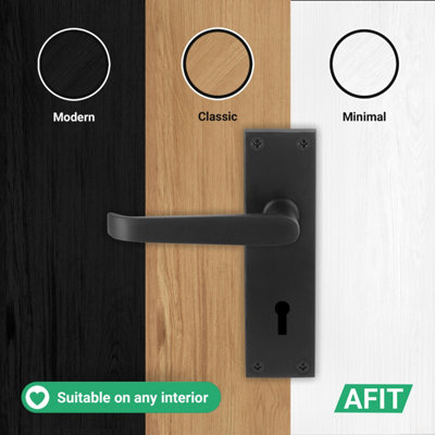 AFIT Black Lock Door Handles Set, 1 Pair of Internal Victorian Straight ...