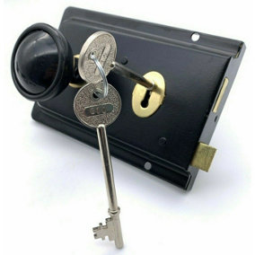 AFIT Black Traditional Retro Rim Sash Lock & Door Knob