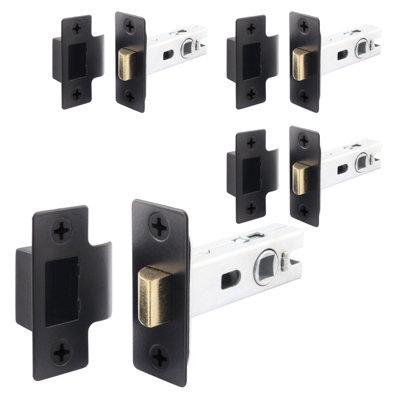 AFIT Black Tubular Door Latch for Internal Doors - 2.5 Inch / 64mm - Pack of 4 Matt Black Tubular Mortice Latches