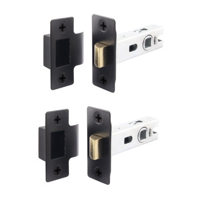 AFIT Black Tubular Door Latch for Internal Doors - 3 Inch / 76mm - Pack of 2 Matt Black Tubular Mortice Latches