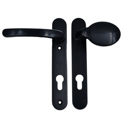 AFIT Black UPVC Lever Pad Door Handles - 92mm PZ Centres - 122mm Fixing Centres - 212x34mm