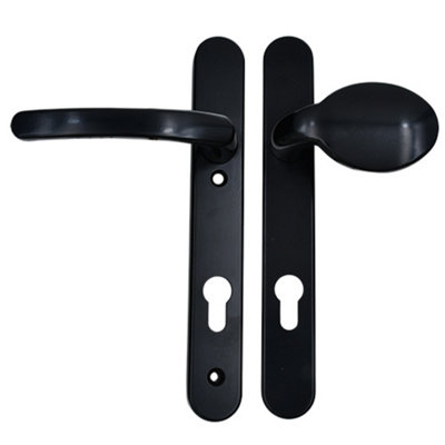 AFIT Black UPVC Lever Pad Door Handles - 92mm PZ Centres - 122mm Fixing Centres - 245x34mm