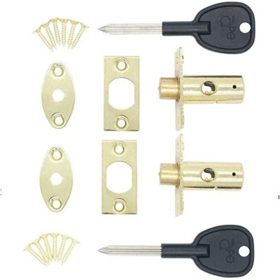AFIT Brass Concealed Window Security Rack Bolts - Pack of 2 + 2 Keys