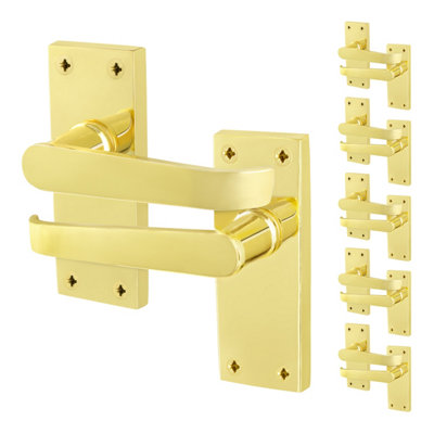 AFIT Brass Door Handles Latch, 6 Pairs of Internal Victorian Straight ...