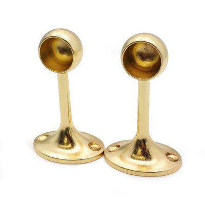 AFIT Brass Plated Wardrobe Clothes Rail Drop End Bracket - 19mm - Pack of 2 Price Comparisons | Compare The Build