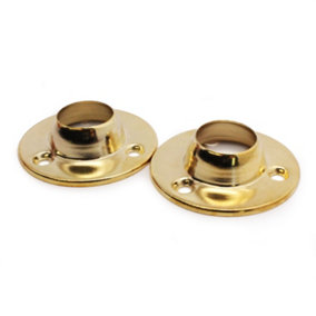AFIT Brass Plated Wardrobe Clothes Rail End Socket 19mm - Pack of 2