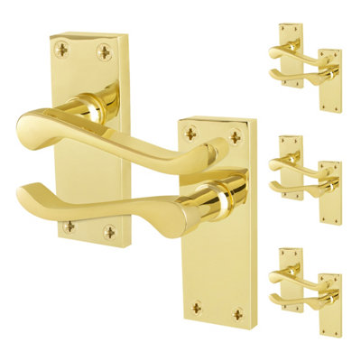 AFIT Brass Scroll Door Handles Latch, 4 Pairs of Internal Victorian ...