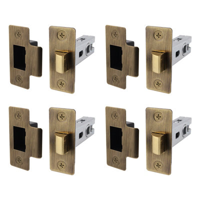 AFIT Brass Tubular Door Latch for Internal Doors - 2.5 Inch / 64mm - Pack of 4 Antique Brass Tubular Mortice Latches
