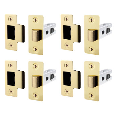AFIT Brass Tubular Door Latch for Internal Doors - 2.5 Inch / 64mm - Pack of 4 Satin Brass Tubular Mortice Latches