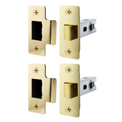 AFIT Brass Tubular Door Latch for Internal Doors - 3 Inch / 76mm - Pack of 2 Polished Brass Tubular Mortice Latches